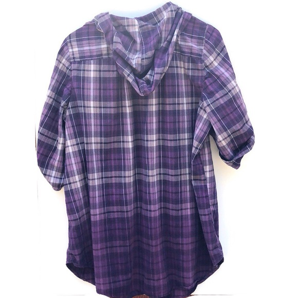 Lane Bryant 22/24W Plaid Hooded Blouse Button up - Picture 2 of 8